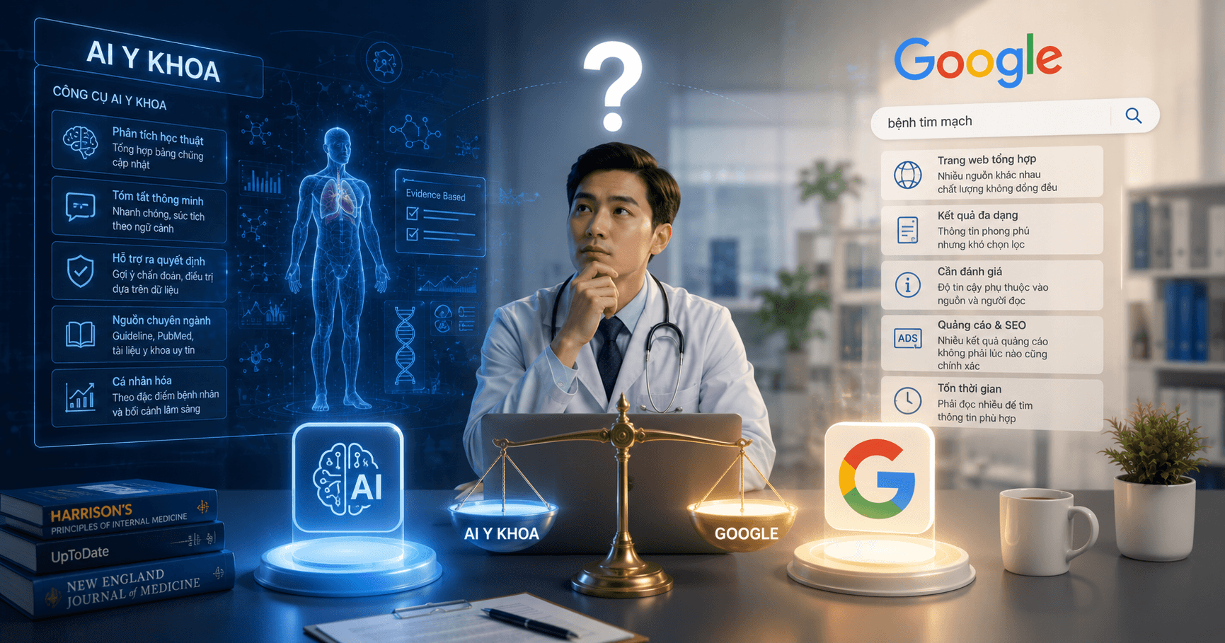 Công cụ AI y khoa và Google: Đâu là lựa chọn tốt để tra cứu?