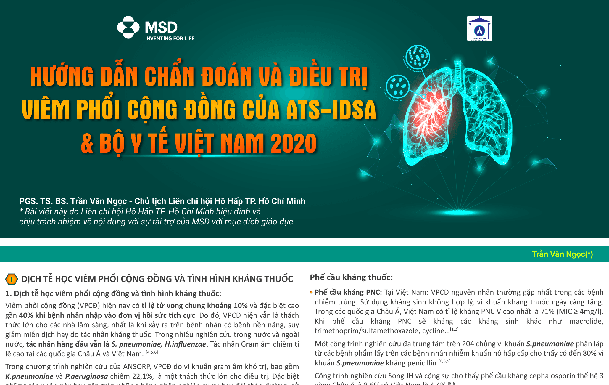 Hướng dẫn chẩn đoán & điều trị Viêm phổi cộng đồng ATS-IDSA & Bộ Y tế Việt Nam 2020 — phần 1